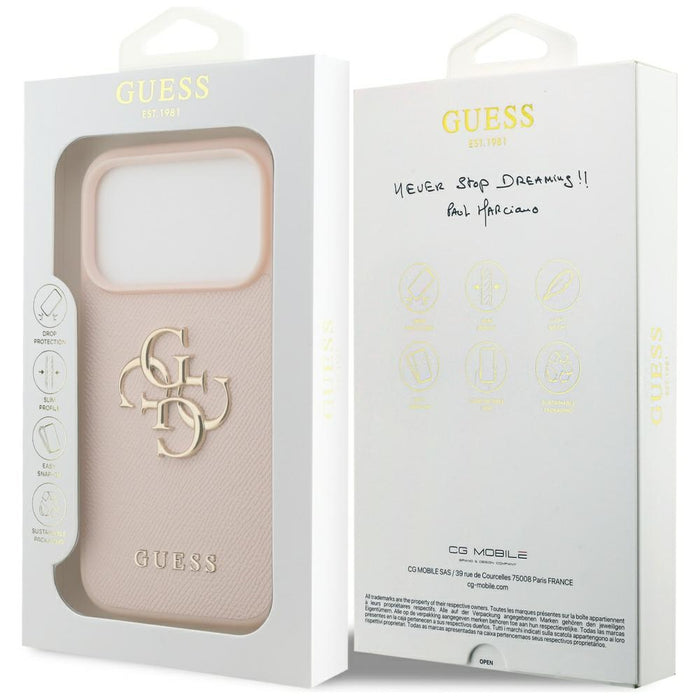 Guess Grained Big 4G &amp; Classic Logo iPhone 17 Pro Case - Pink