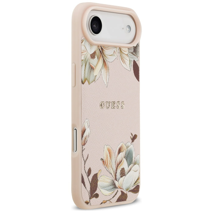Guess Grained Flowers Classic Logo MagSafe iPhone Air Case - Pink
