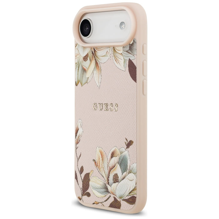 Guess Grained Flowers Classic Logo MagSafe iPhone Air Case - Pink