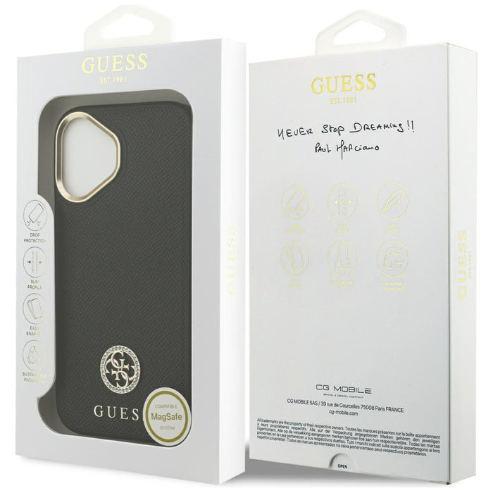 Guess Grained Strass Logo MagSafe case for iPhone 17 - black