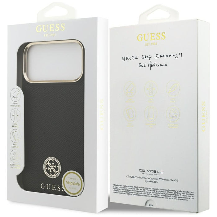 Guess Grained Strass Logo MagSafe case for iPhone 17 Pro Max - black