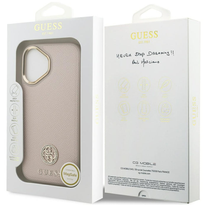 Guess Grained Strass Logo MagSafe case for iPhone 17 - pink