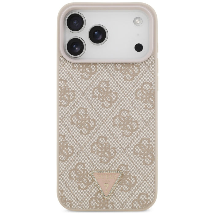 Guess Leather 4G Triangle Strass MagSafe Case for iPhone 17 Pro Max - Pink