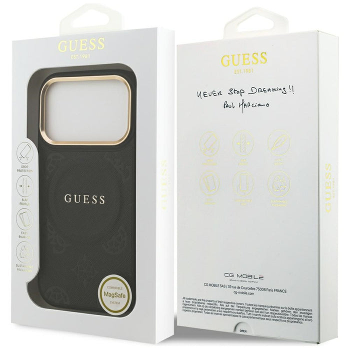 Guess Peony Hot Stamp MagSafe Case for iPhone 17 Pro - Black