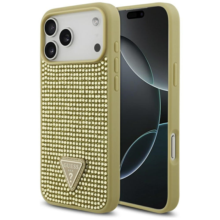 Guess Rhinestone Triangle Logo Case for iPhone 17 Pro Max - Gold