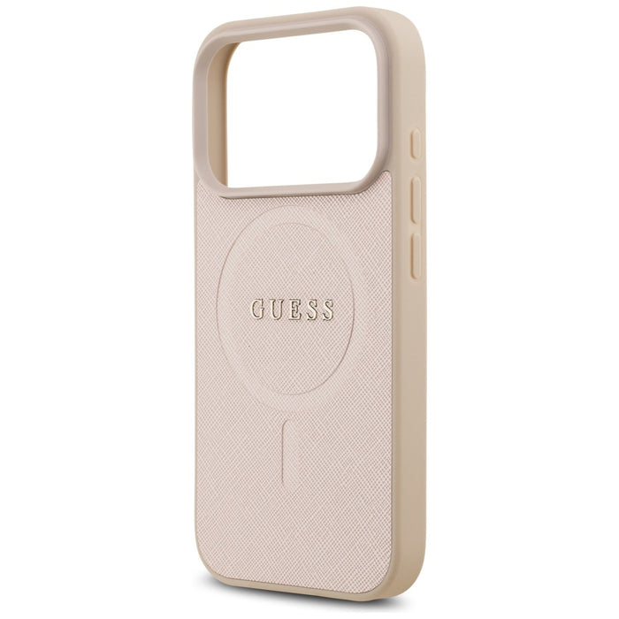 Guess Saffiano Classic Logo MagSafe Case for iPhone 17 Pro - Pink