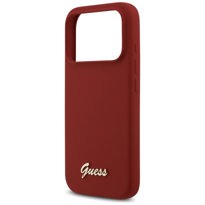 Guess Silicone Script Metal Logo MagSafe Case for iPhone 17 Pro - Red