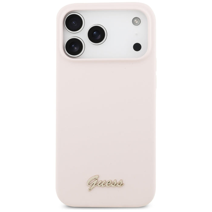 Guess Silicone Script Metal Logo MagSafe Case for iPhone 17 Pro Max - Pink