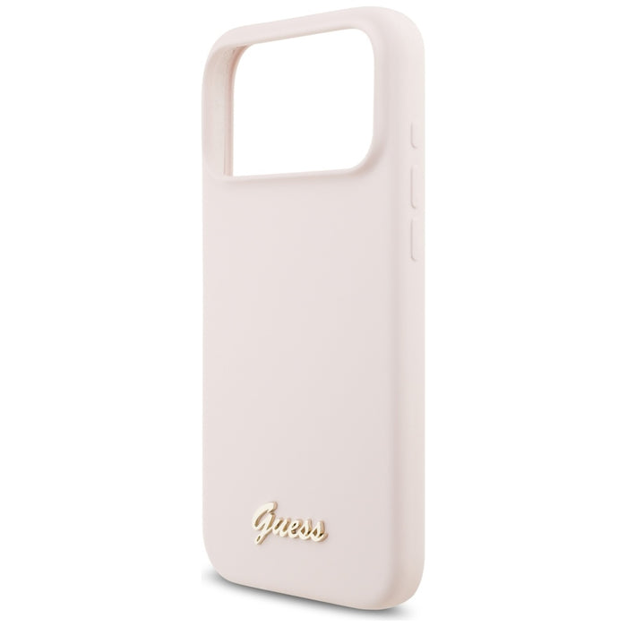 Guess Silicone Script Metal Logo MagSafe Case for iPhone 17 Pro Max - Pink