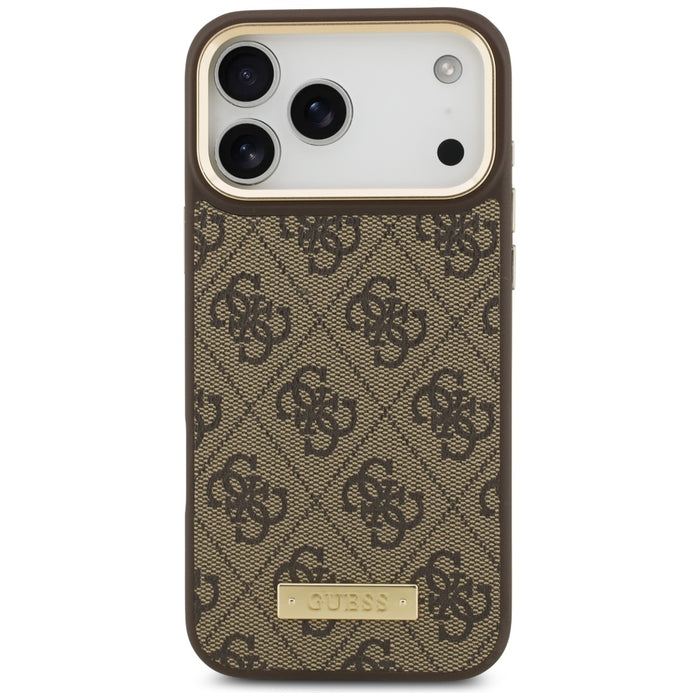 Guess 4G Logo Plate MagSafe Case for iPhone 17 Pro Max - Brown