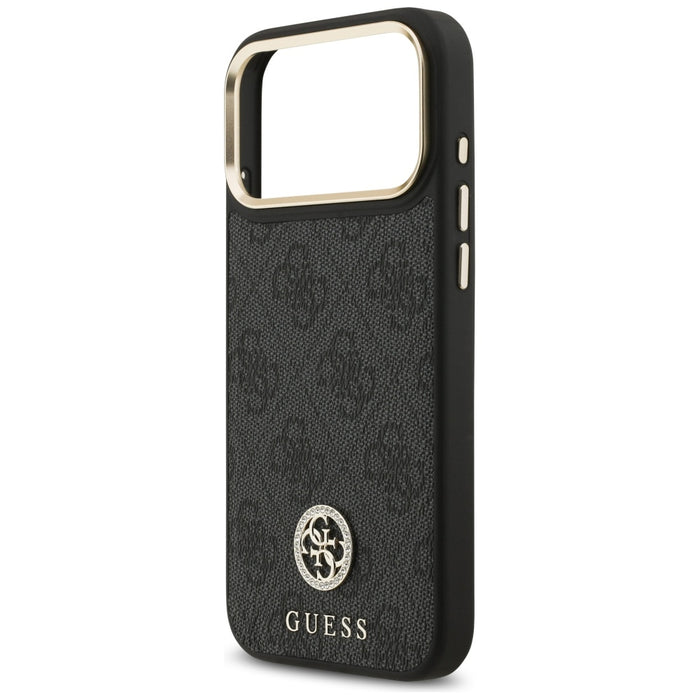 Guess 4G Srtass Logo &amp; Big Strap Metal Buttons MagSafe Case for iPhone 17 Pro Max - Black