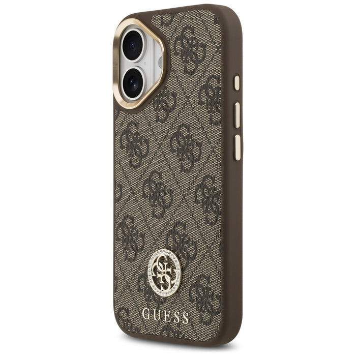 Guess 4G Strass Logo &amp; Big Strap Metal Buttons MagSafe Case for iPhone 17 - Brown