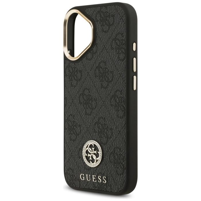 Guess 4G Strass Logo &amp; Big Strap Metal Buttons MagSafe Case for iPhone 17 - Black