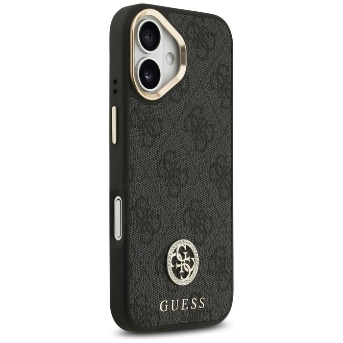 Guess 4G Strass Logo &amp; Big Strap Metal Buttons MagSafe Case for iPhone 17 - Black