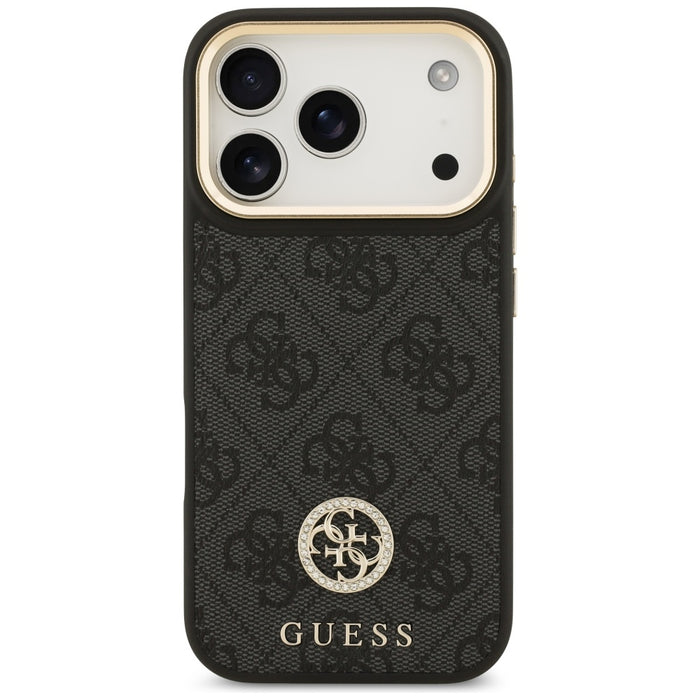 Guess 4G Strass Logo &amp; Big Strap Metal Buttons MagSafe Case for iPhone 17 Pro - Black
