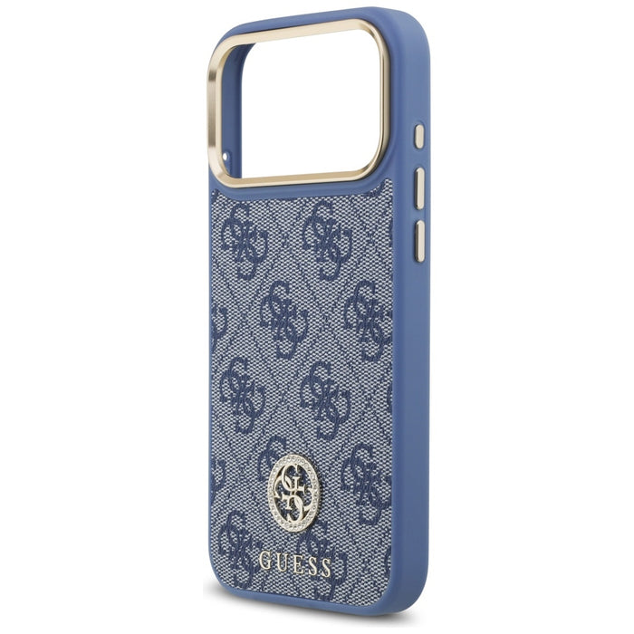 Guess 4G Strass Logo &amp; Big Strap Metal Buttons MagSafe Case for iPhone 17 Pro Max - Blue