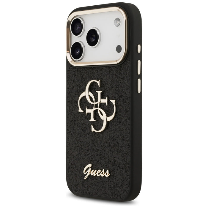 Guess Fixed Glitter Big 4G Metal Frame case for iPhone 17 Pro - black
