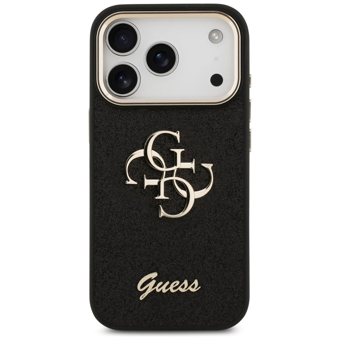 Guess Fixed Glitter Big 4G Metal Frame case for iPhone 17 Pro - black