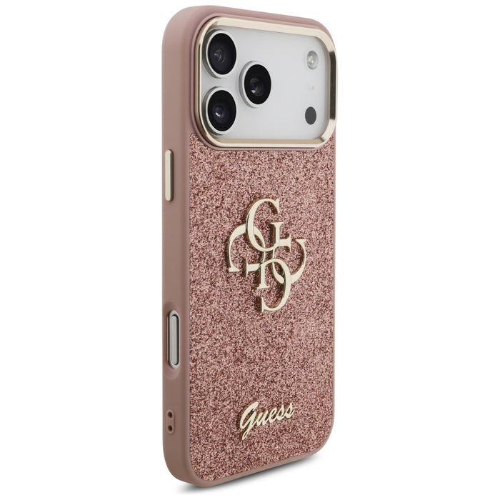 Guess Fixed Glitter Big 4G Metal Frame Case for iPhone 17 Pro Max - Pink