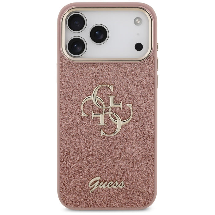 Guess Fixed Glitter Big 4G Metal Frame Case for iPhone 17 Pro Max - Pink