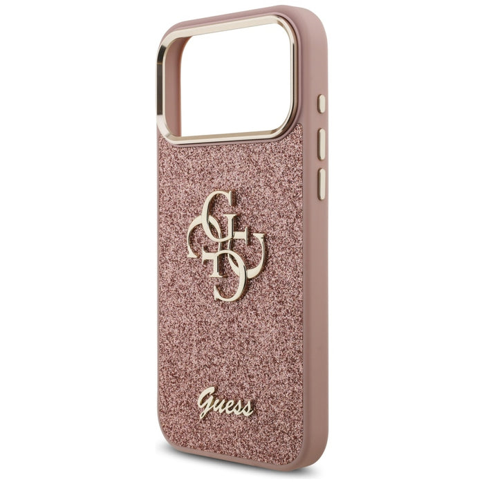 Guess Fixed Glitter Big 4G Metal Frame Case for iPhone 17 Pro Max - Pink