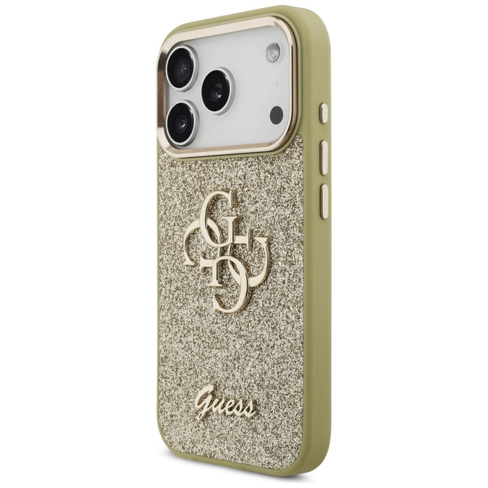 Guess Fixed Glitter Big 4G Metal Frame case for iPhone 17 Pro - gold