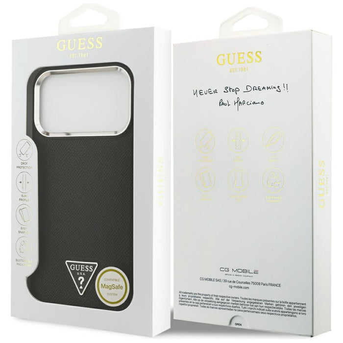 Guess Grained Triangle Logo MagSafe case for iPhone 17 Pro Max - black