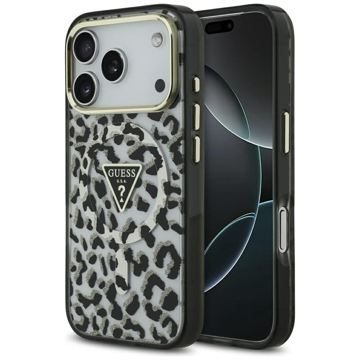 Guess Leopard Glitter MagSafe Case for iPhone 17 Pro - Black