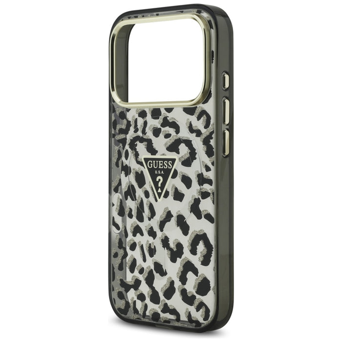 Guess Leopard Glitter MagSafe Case for iPhone 17 Pro - Black