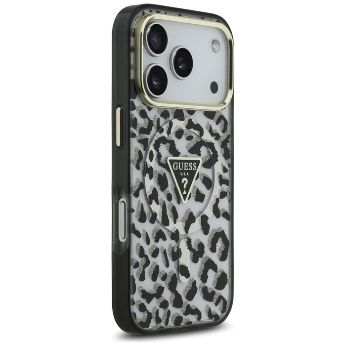 Guess Leopard Glitter MagSafe Case for iPhone 17 Pro Max - Black