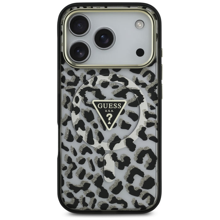 Guess Leopard Glitter MagSafe Case for iPhone 17 Pro Max - Black