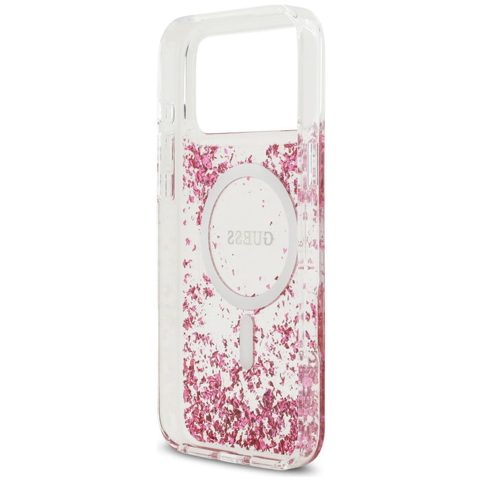 Guess Resin Bottom Glitter MagSafe Case for iPhone 17 Pro Max - Pink