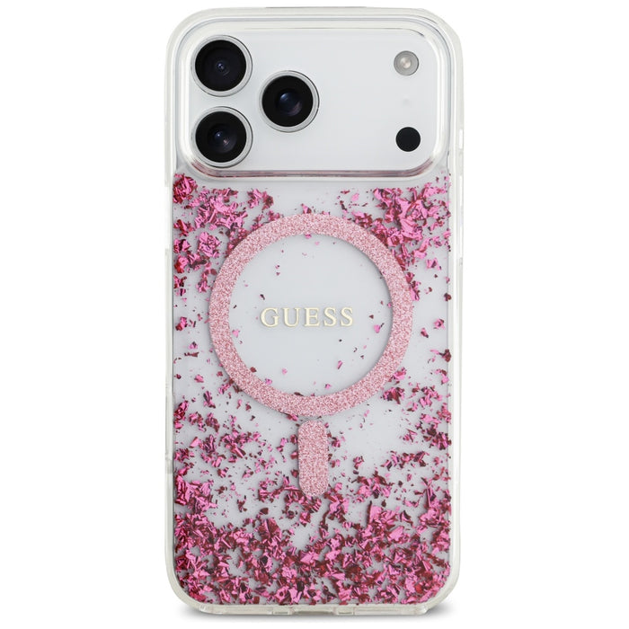Guess Resin Bottom Glitter MagSafe Case for iPhone 17 Pro Max - Pink