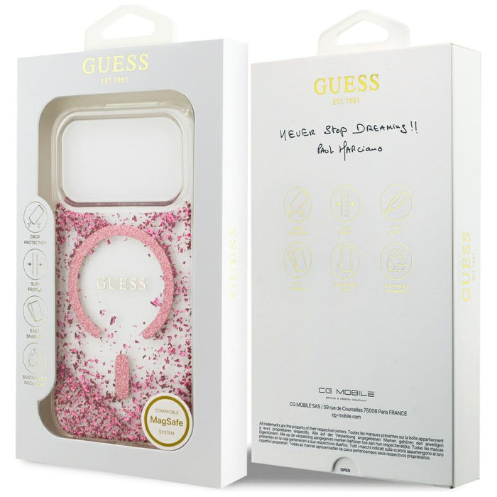 Guess Resin Bottom Glitter MagSafe Case for iPhone 17 Pro - Pink