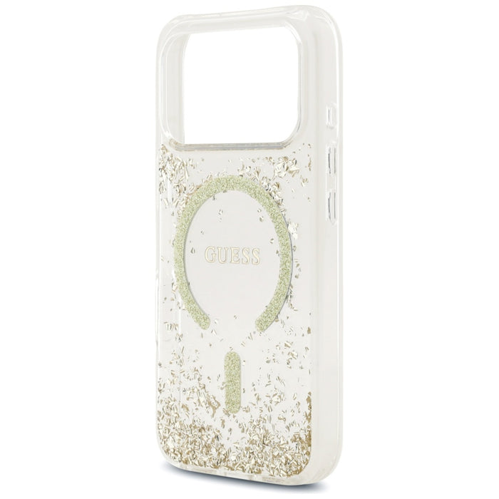 Guess Resin Bottom Glitter MagSafe Case for iPhone 17 Pro - Gold