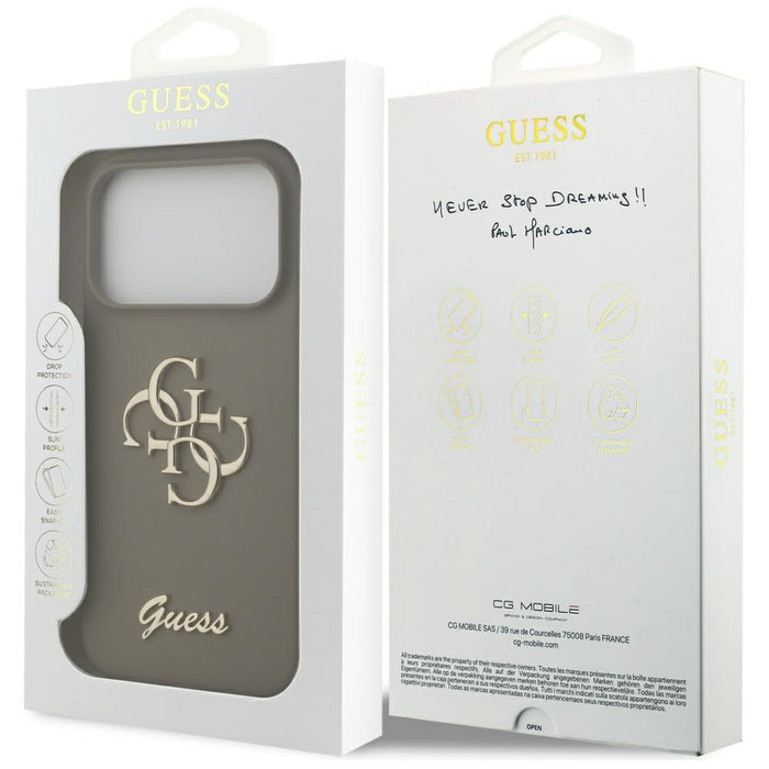Guess Silicone Big 4G Script Case for iPhone 17 Pro Max - Brown
