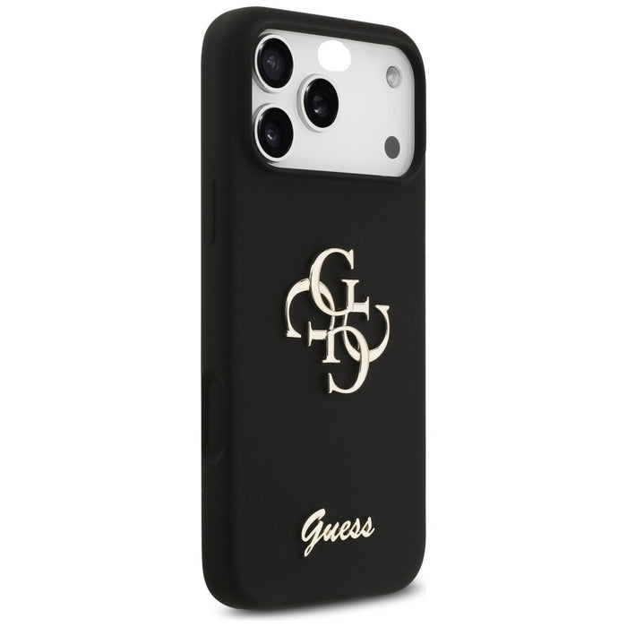 Guess Silicone Big 4G Script Case for iPhone 17 Pro Max - Black