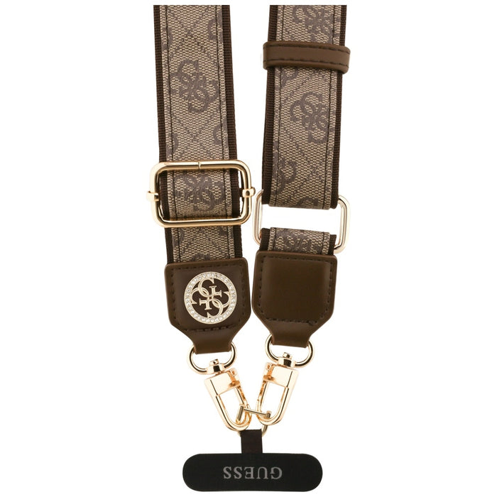 Guess Universal CBDY 4G Tether Patch Strass Metal Logo Phone Lanyard - Brown