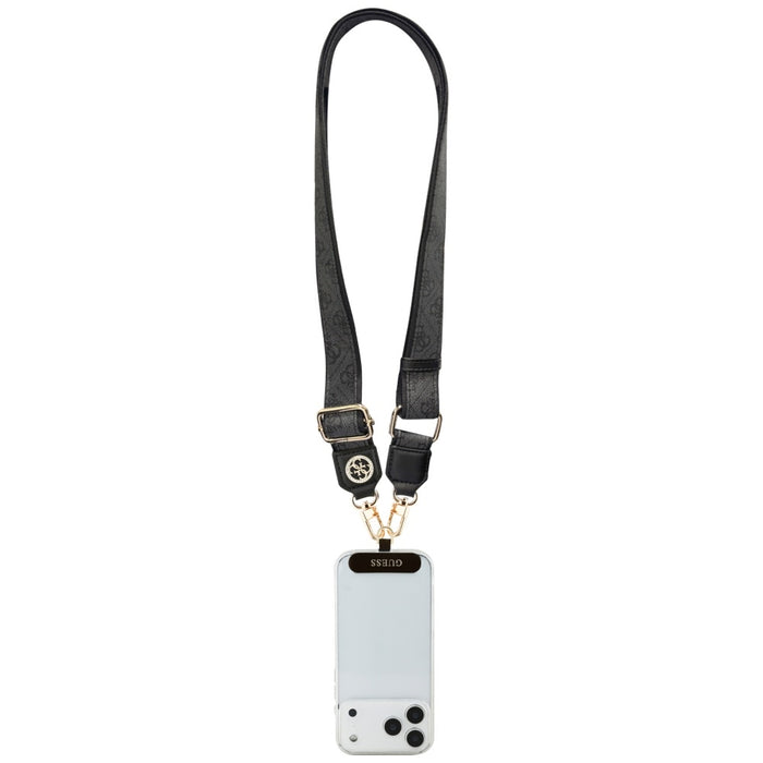 Guess Universal CBDY 4G Tether Patch Strass Metal Logo Phone Lanyard - Black