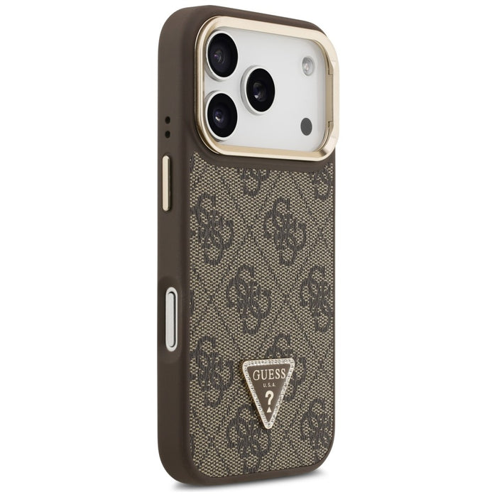 Guess 4G PU Triangle Logo &amp; Stand Camera Magsafe Case for iPhone 17 Pro - Brown