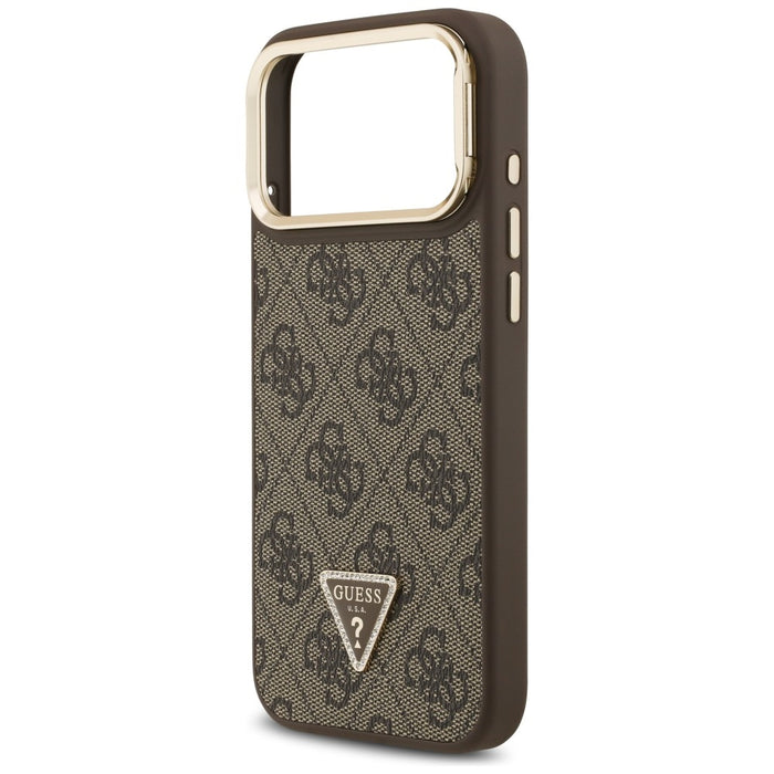 Guess 4G PU Triangle Logo &amp; Stand Camera Magsafe Case for iPhone 17 Pro Max - Brown