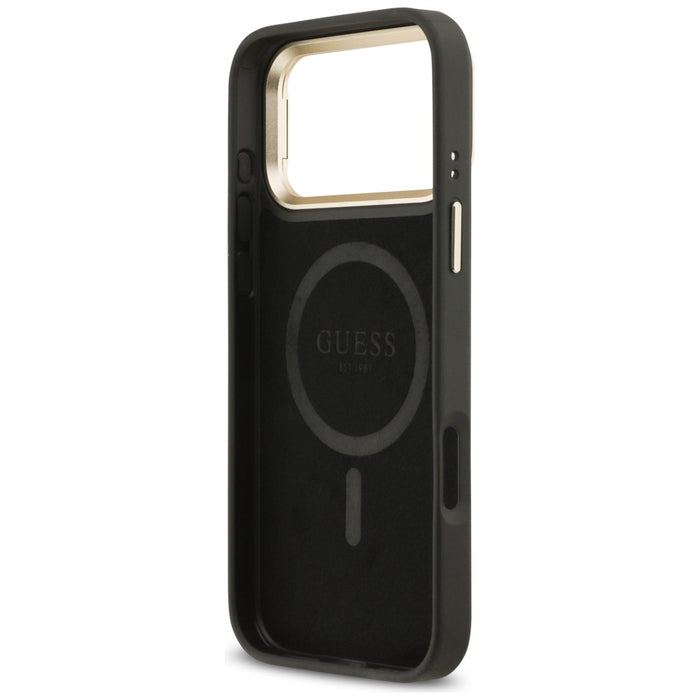 Guess 4G PU Triangle Logo &amp; Stand Camera Magsafe Case for iPhone 17 Pro Max - Black