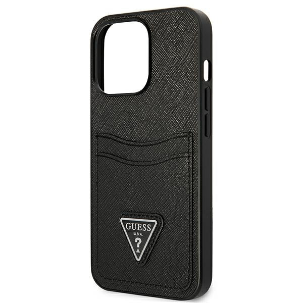 Guess Saffiano Triangle Logo Cardslot Case for iPhone 13 / 13 Pro - Black