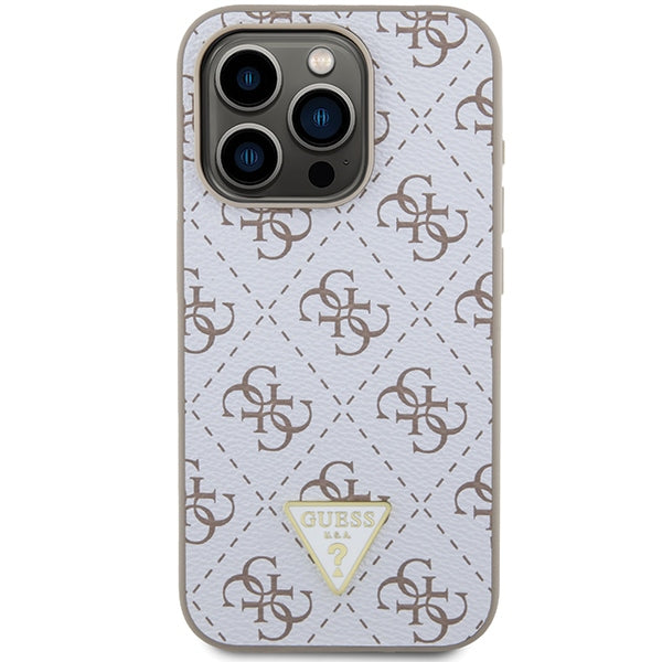 Guess 4G Triangle Metal Logo Case for iPhone 15 Pro - White