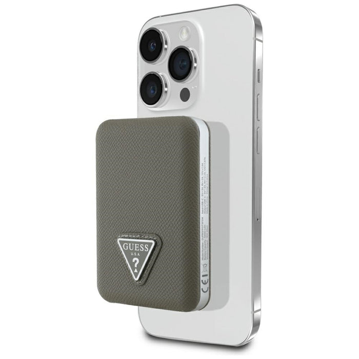 Guess Grained Triangle Power Bank with MagSafe 5000mAh 15W USB-C - Brown