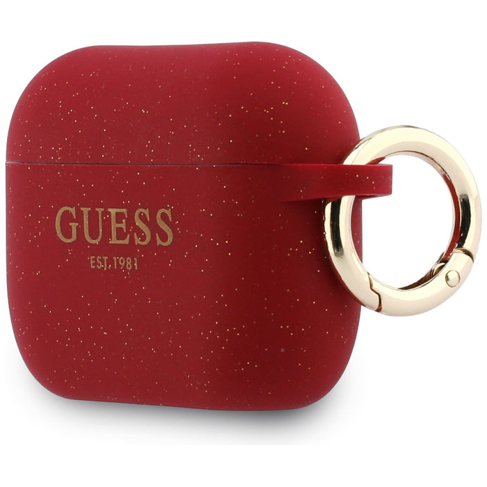 Guess Silicone Glitter Ring Case for AirPods Pro 3 - Red and Glitter