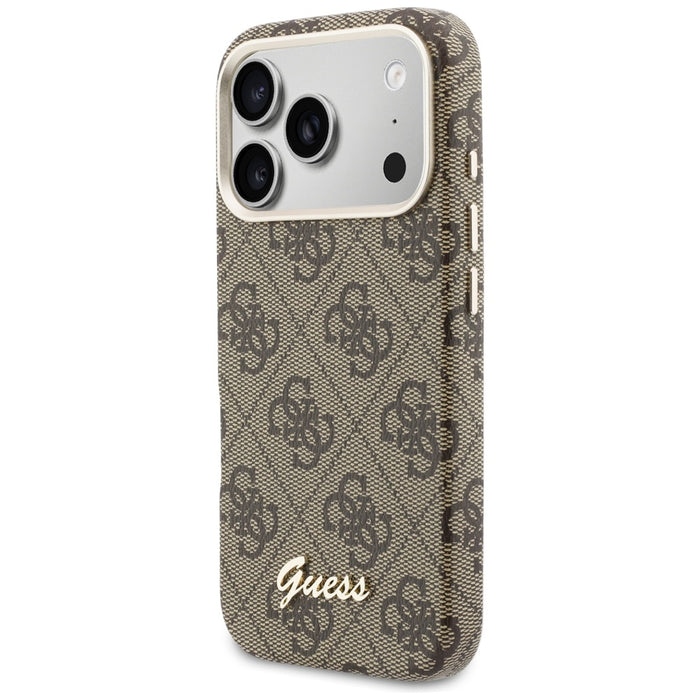 Guess 4G Script MagSafe Case for iPhone 17 Pro - Brown