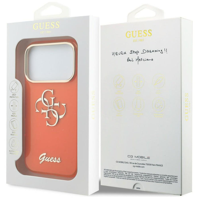 Guess IML 4G Script Metal Case for iPhone 17 Pro Max - Orange