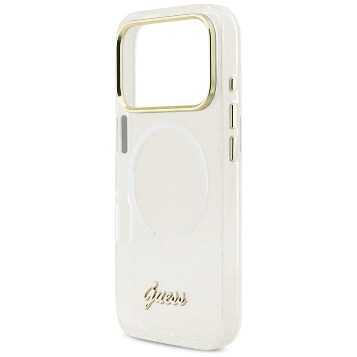 Guess IML Gradient Script Metal MagSafe Case for iPhone 17 Pro Max - White