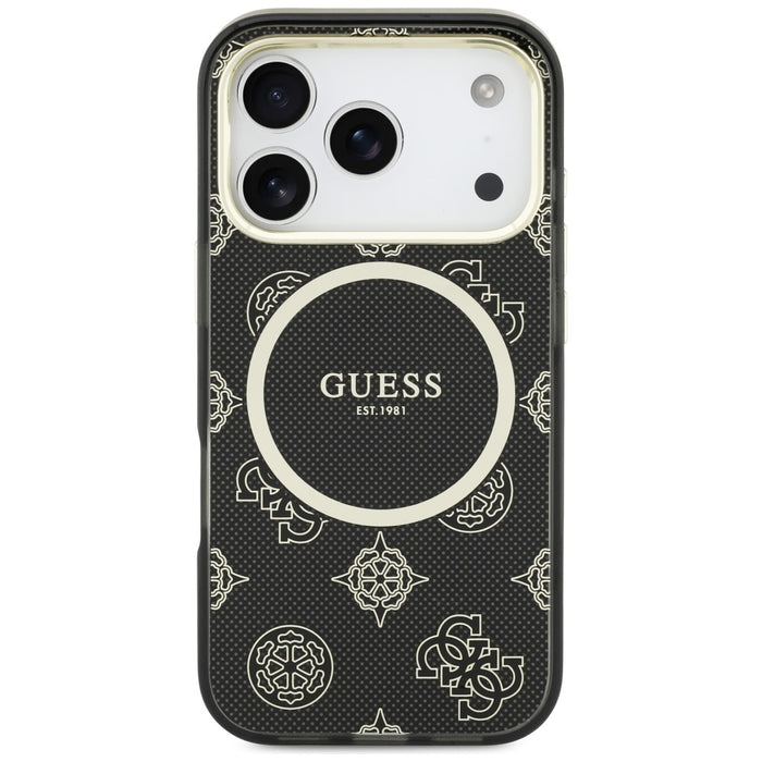 Guess IML Peony Dot MagSafe Case for iPhone 17 Pro - Black